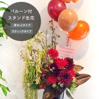 バルーン付きお祝いスタンド M　お花16,500円＋バルーン [お届け可能エリア：豊橋市・浜松市]
