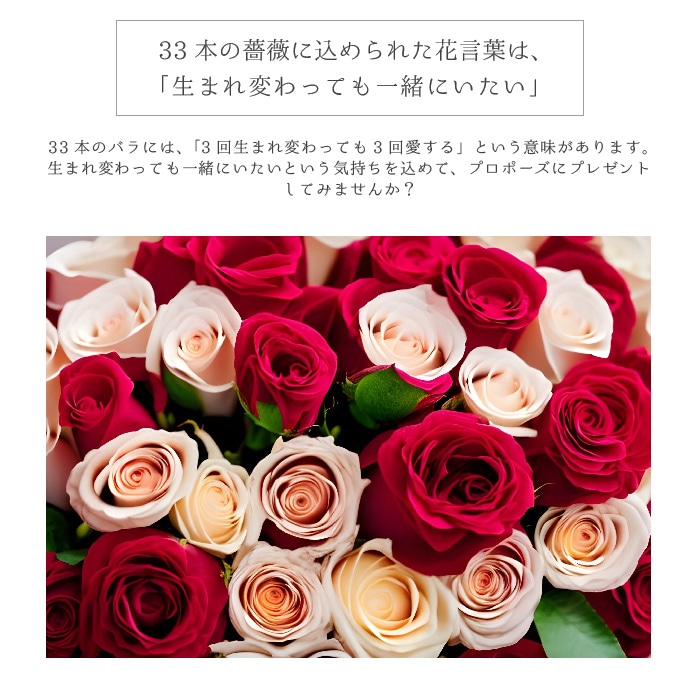 【全国配送可能・送料無料】 33本の薔薇が詰まったフラワーボックス （プリザーブドフラワー）