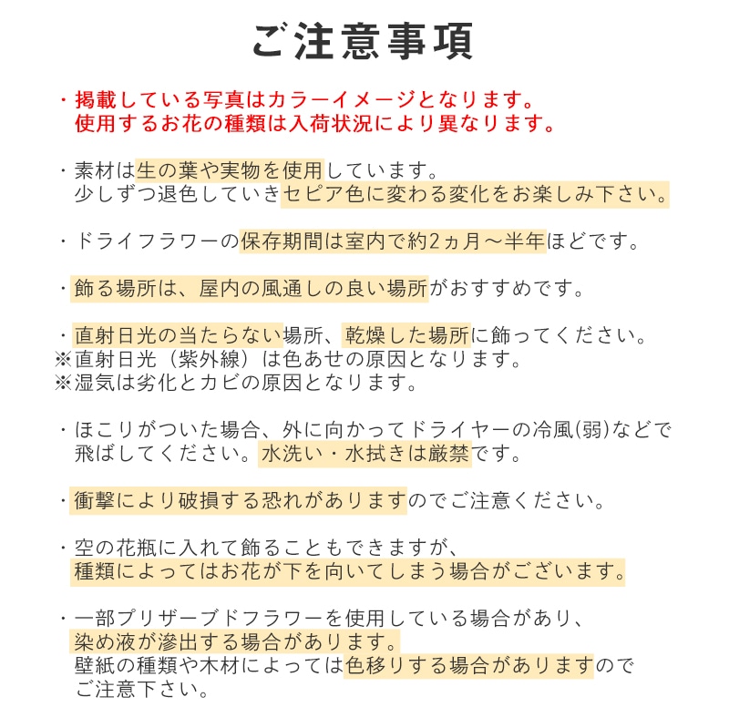 【全国発送可能・送料別】ドライフラワースワッグ S