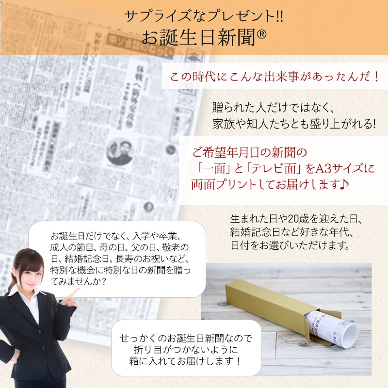 【全国配送可能・送料無料】  お誕生日新聞とプチアレンジメントのギフトセット （プリザーブドフラワー）
